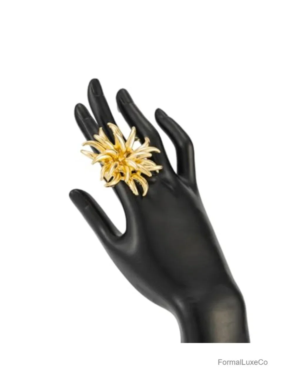Oversized 3D Spiky Flower Statement Ring Women Chunky Open Band Abstract Floral